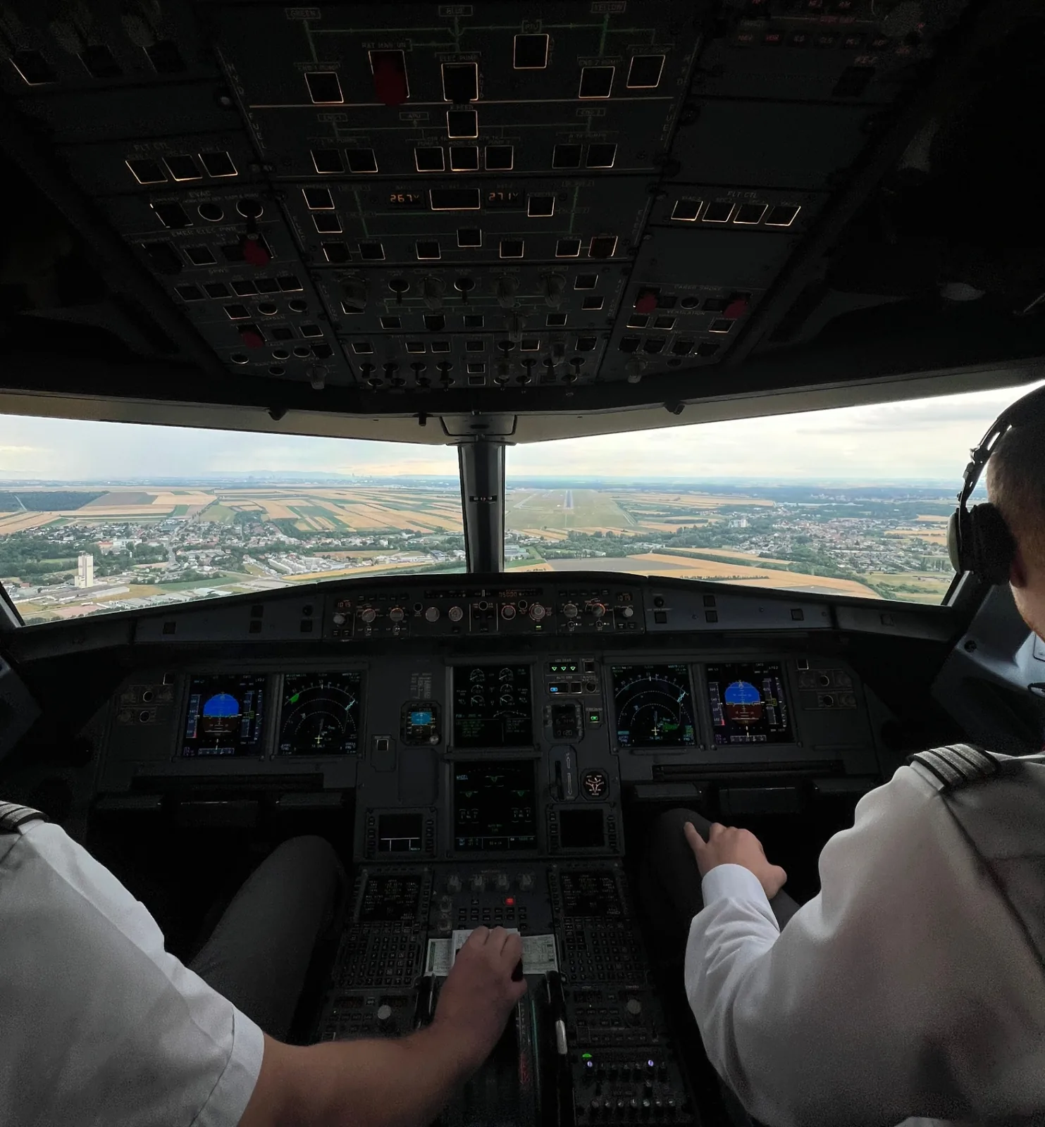 Short final, hand on the sidestick
