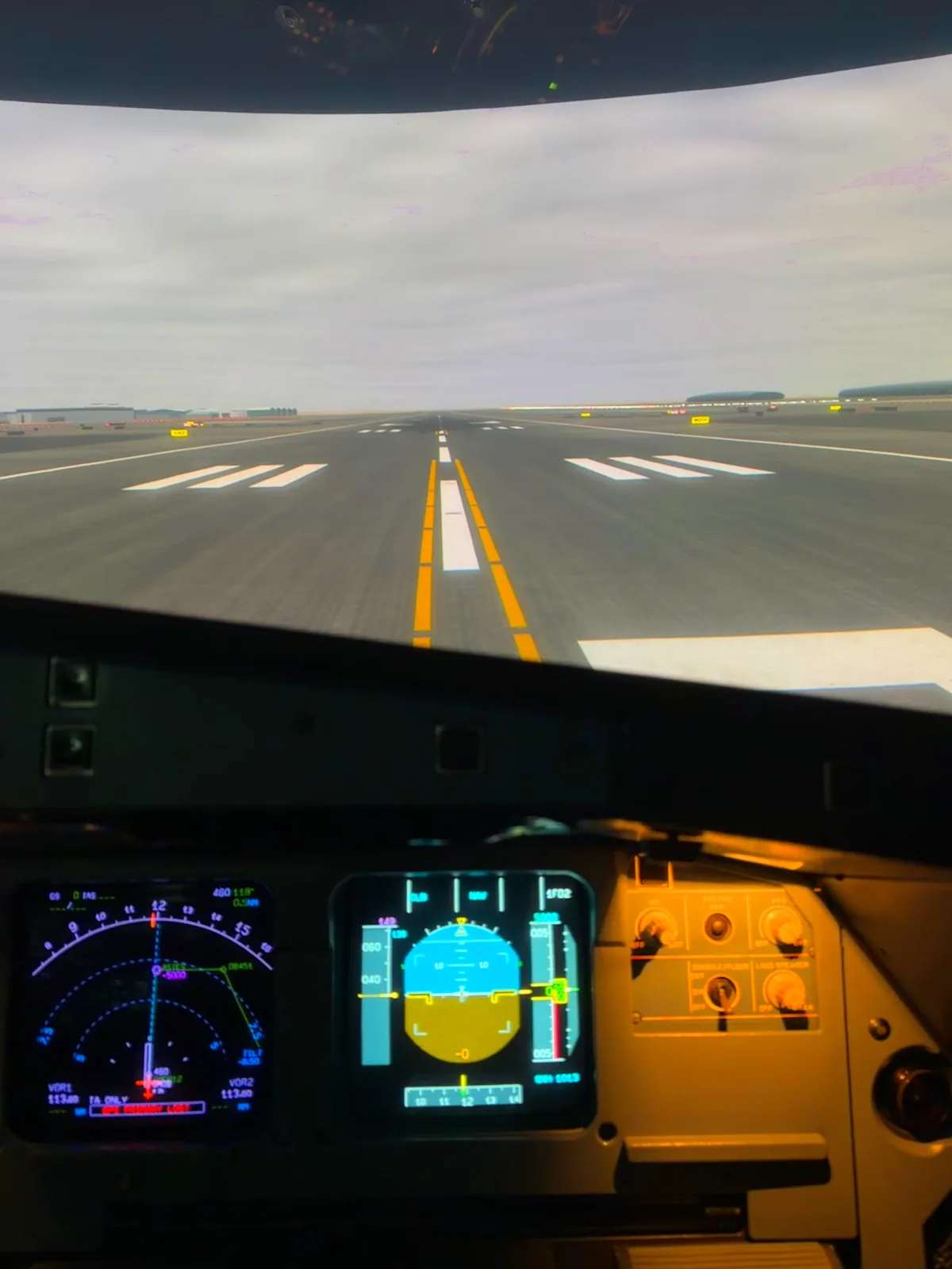 A320 cockpit lined up on the runway, ready for takeoff